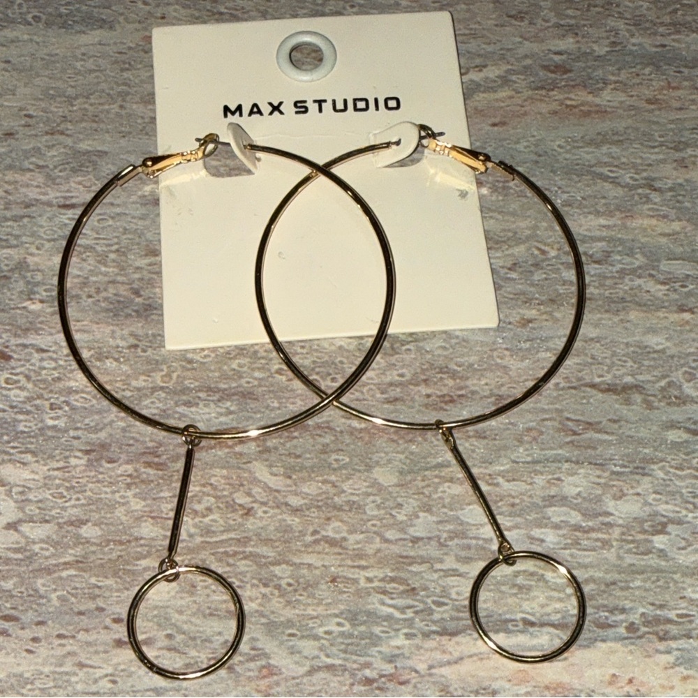 Max Studio Gold Circle Drop Earrings